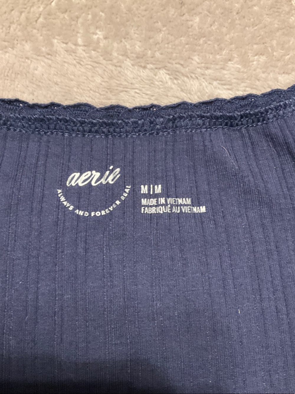 aerie Navy Ribbed Button-Up Scoop Tank - Picture 3 of 3